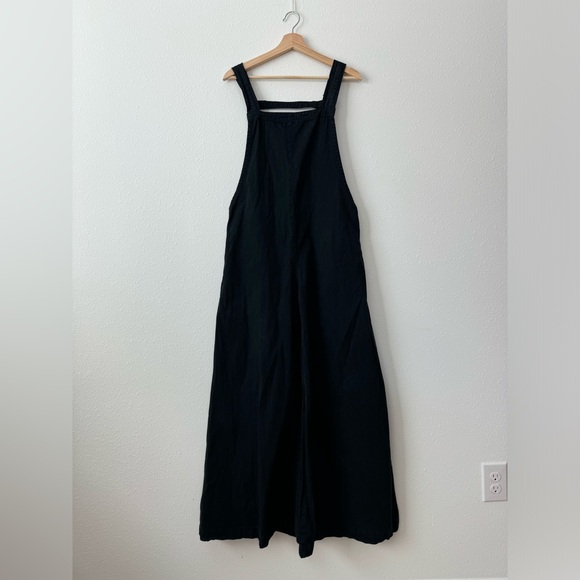 Free People Ziggy Denim Overalls Black Wide Leg Flared Jumpsuit Size 4 - Picture 2 of 12